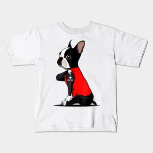 Boston Terrier Tattoo I Love Mom Kids T-Shirt